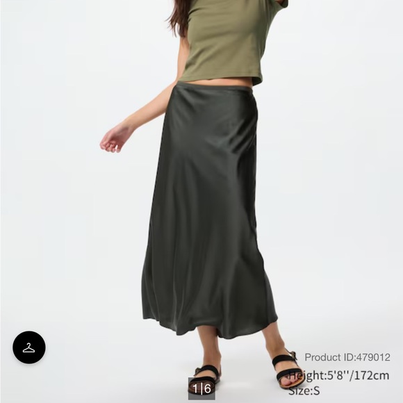 Uniqlo Olive Green Satin Maxi Skirt - Picture 1 of 11